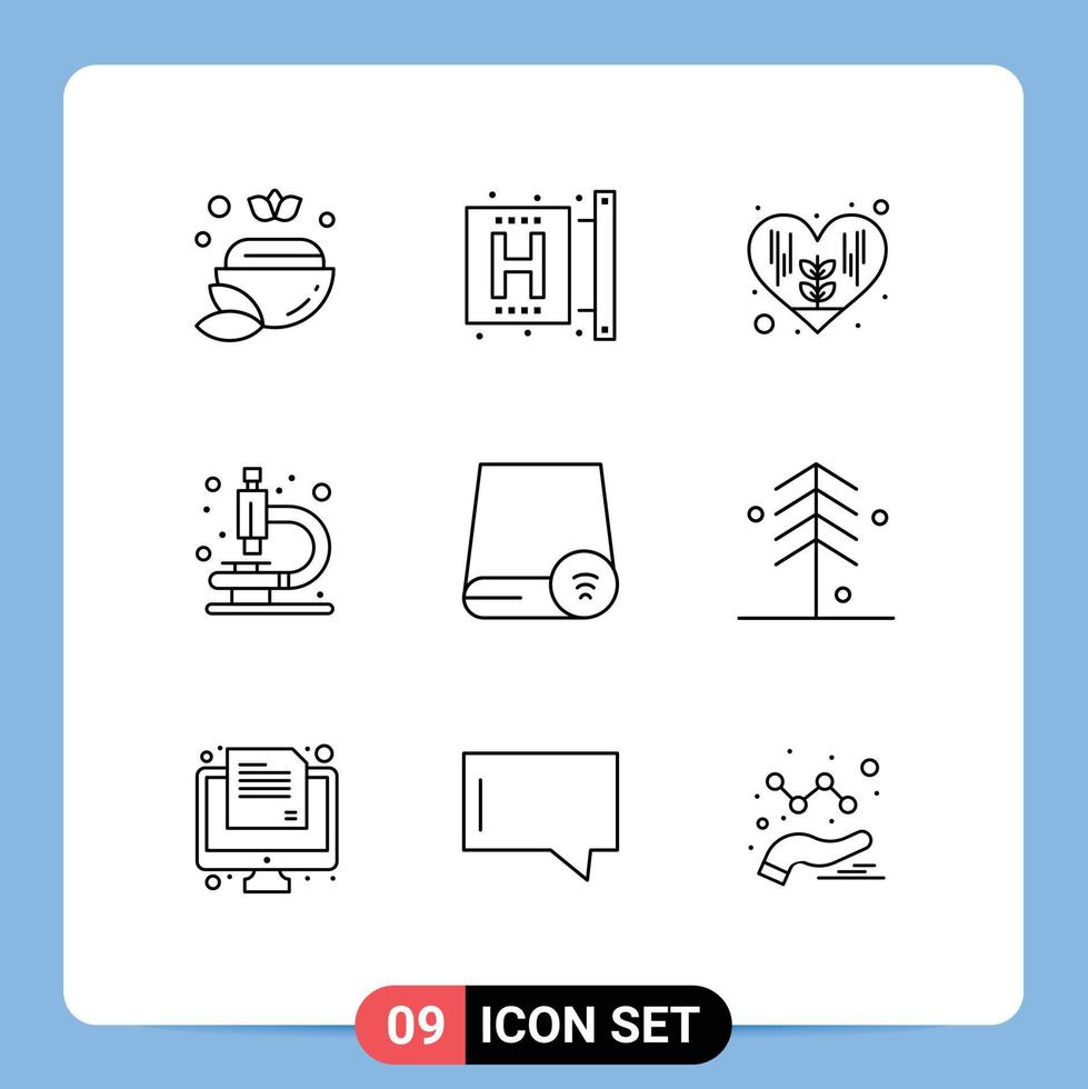 reeks van 9 modern ui pictogrammen symbolen tekens voor rit computers Gezondheid Onderzoek laboratorium bewerkbare vector ontwerp elementen