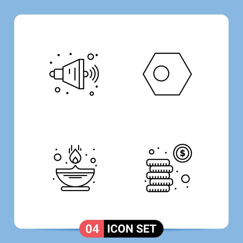 pictogram reeks van 4 gemakkelijk gevulde lijn vlak kleuren van luid vlam Aziatisch land olie bewerkbare vector ontwerp elementen