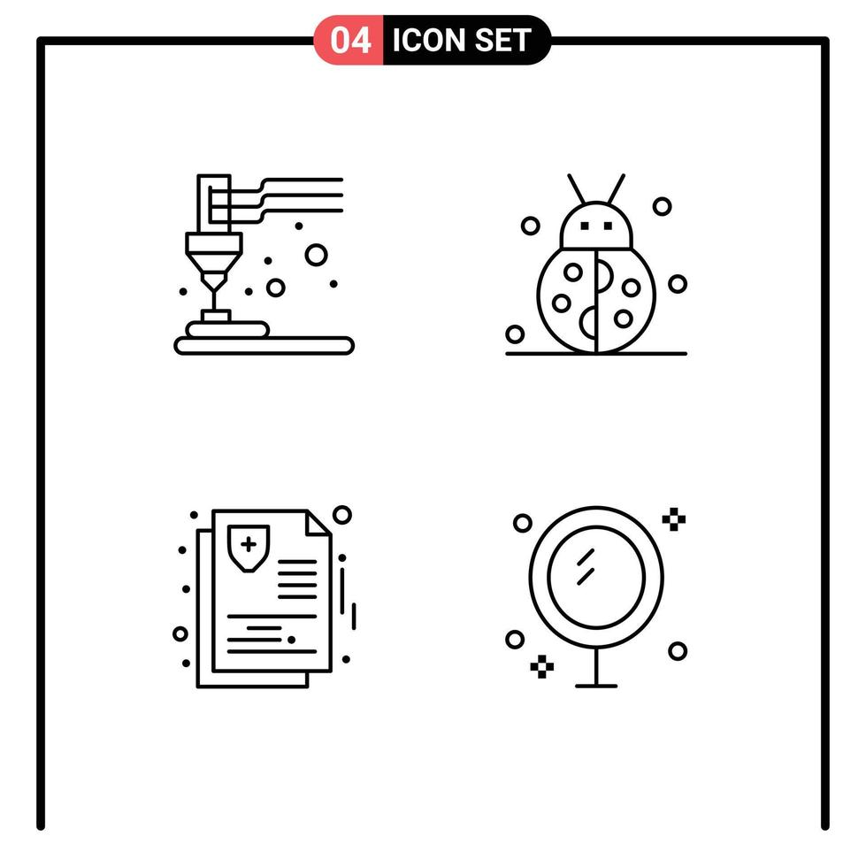 pictogram reeks van 4 gemakkelijk gevulde lijn vlak kleuren van het drukken zorg afdrukken kever verzekering bewerkbare vector ontwerp elementen