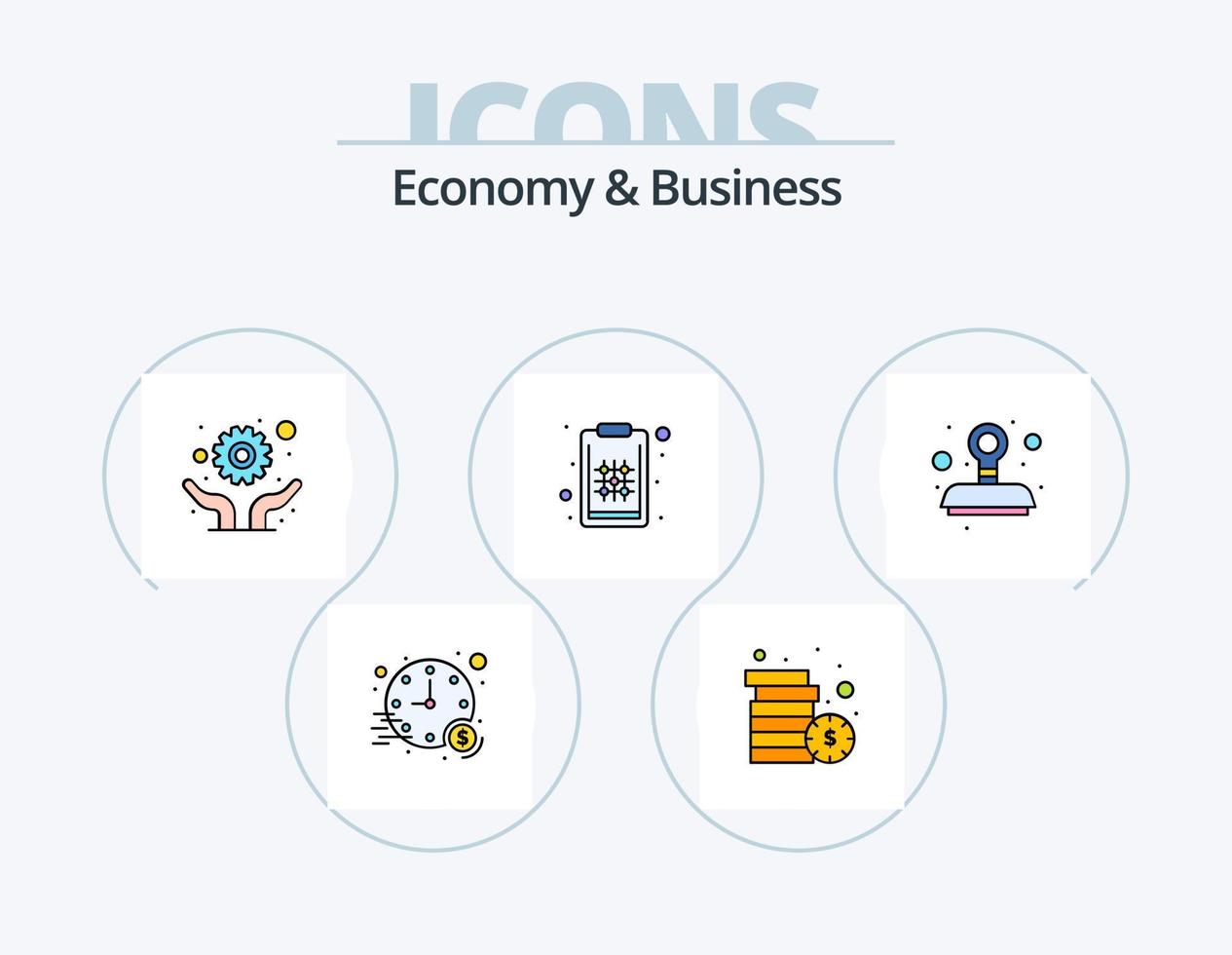 economie en bedrijf lijn gevulde icoon pak 5 icoon ontwerp. premie. netwerk. tijd. investering vector