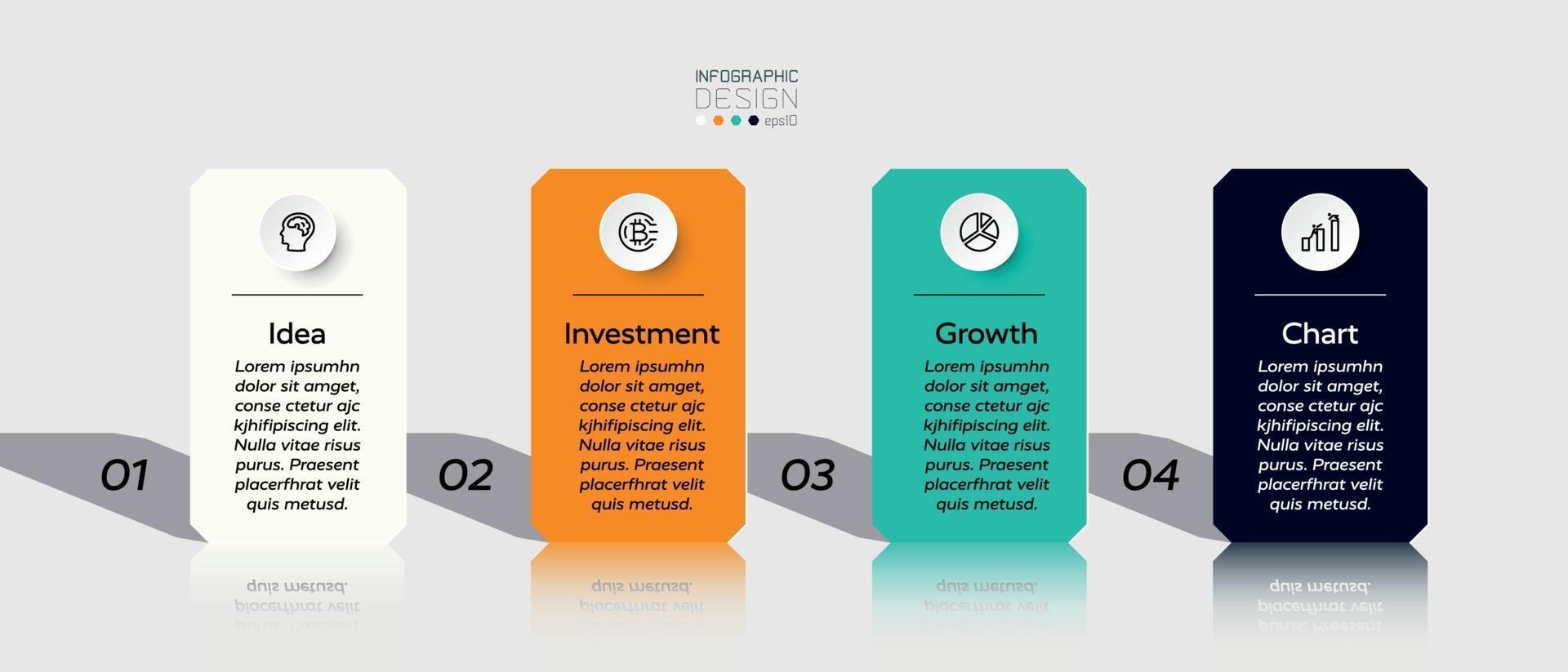 vierkant plat ontworpen door een vector met 4 stappen die het werkproces toont. vector infographic ontwerp.