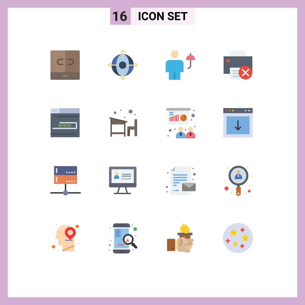reeks van 16 modern ui pictogrammen symbolen tekens voor printer apparaatje avatar apparaten paraplu bewerkbare pak van creatief vector ontwerp elementen