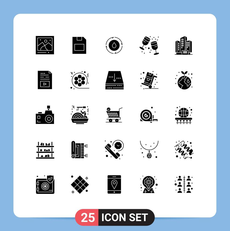 universeel icoon symbolen groep van 25 modern solide glyphs van appartement partij energie glas verjaardag bewerkbare vector ontwerp elementen