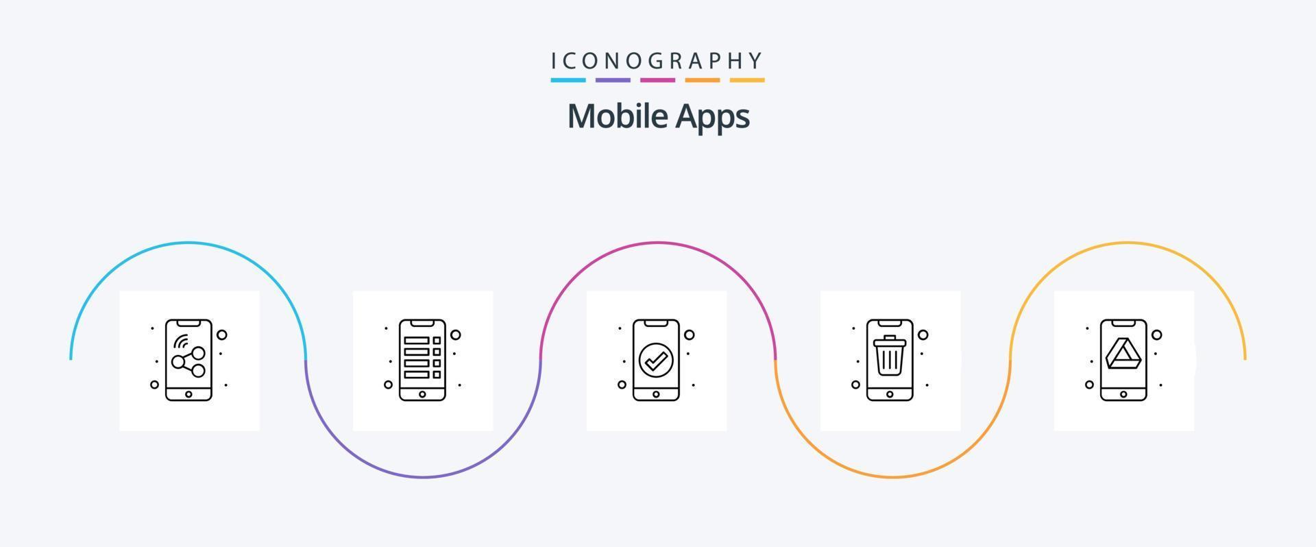 mobiel apps lijn 5 icoon pak inclusief google. smartphone. controleren. mobiel. contact vector