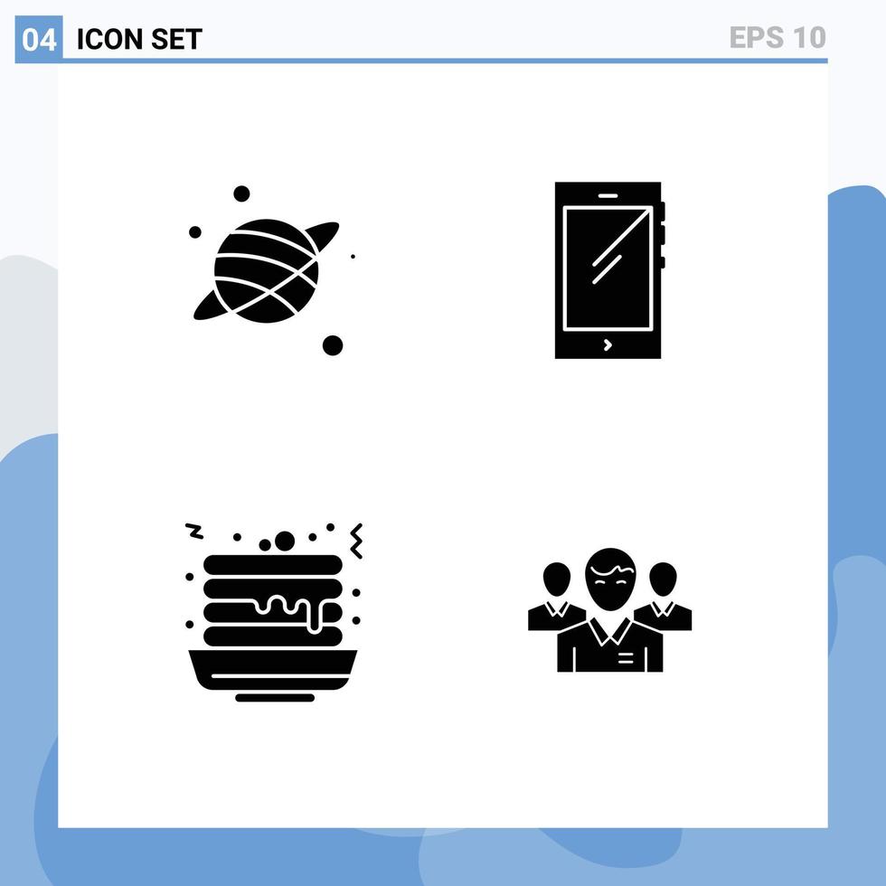 gebruiker koppel pak van 4 eenvoudig solide glyphs van astrologie snel voedsel telefoon android zoet bewerkbare vector ontwerp elementen