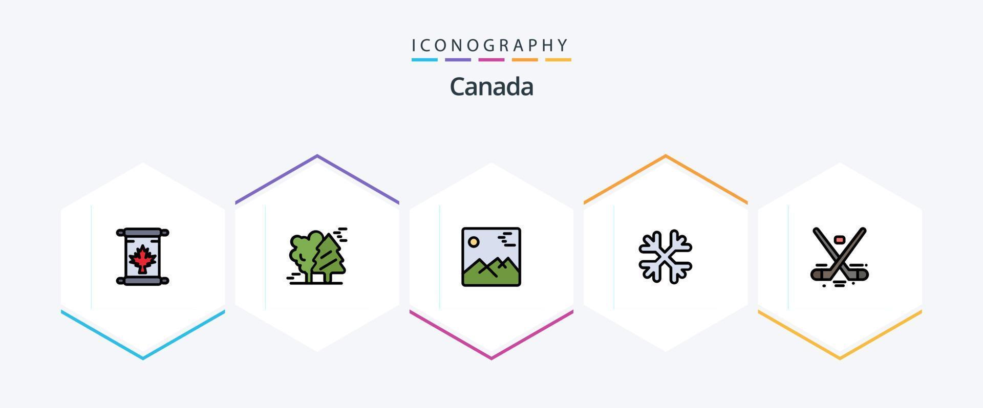 Canada 25 gevulde lijn icoon pak inclusief Canada. winter. Scandinavië. sneeuw vlokken. Canada vector