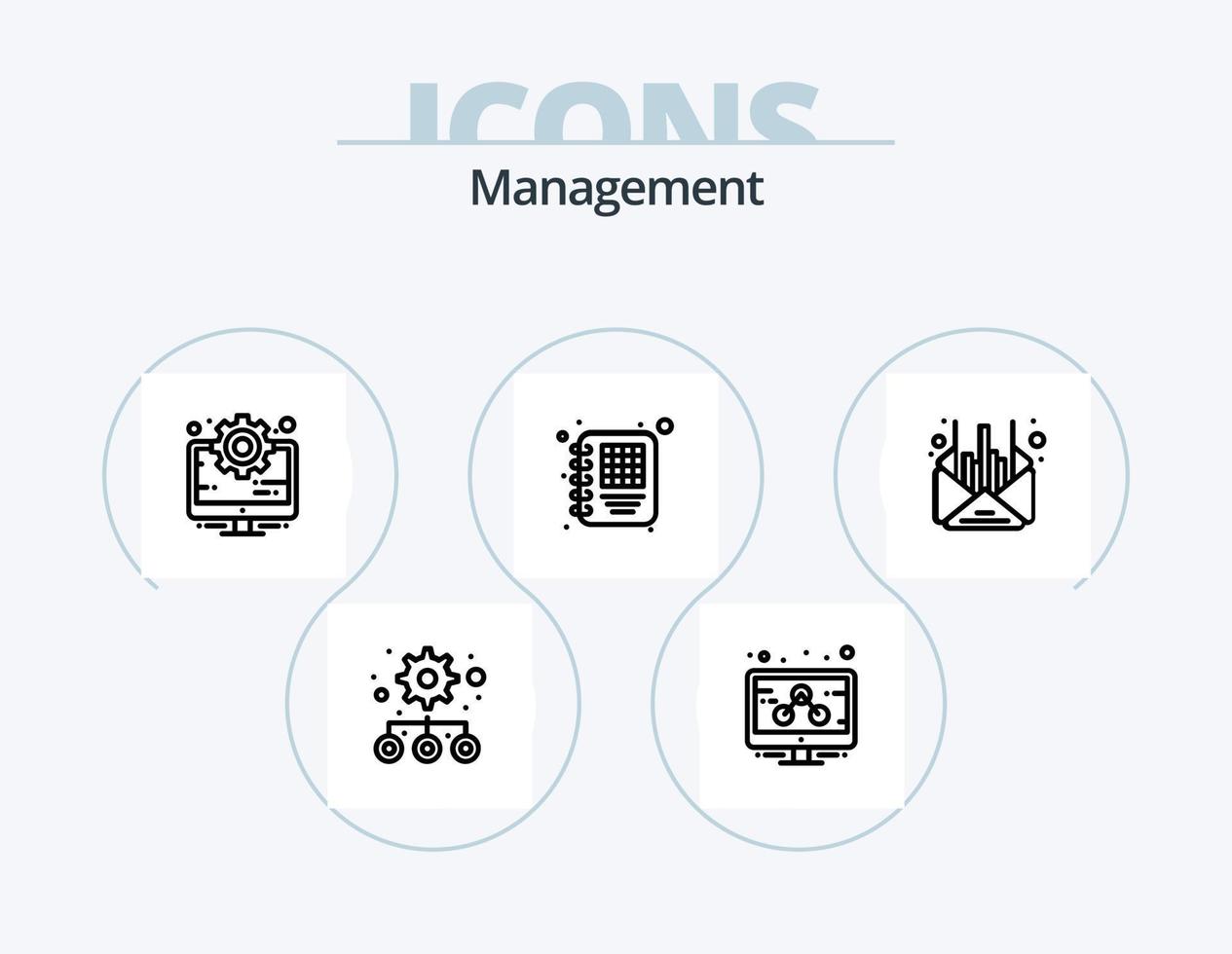 beheer lijn icoon pak 5 icoon ontwerp. . beheer. beheer. het dossier. beheer vector