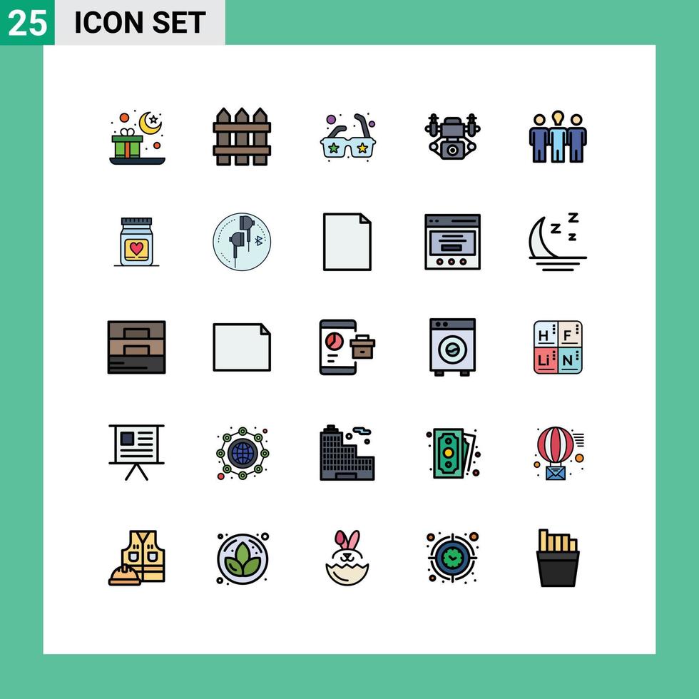 voorraad vector icoon pak van 25 lijn tekens en symbolen voor motivatie ligbed bril trainer camera bewerkbare vector ontwerp elementen