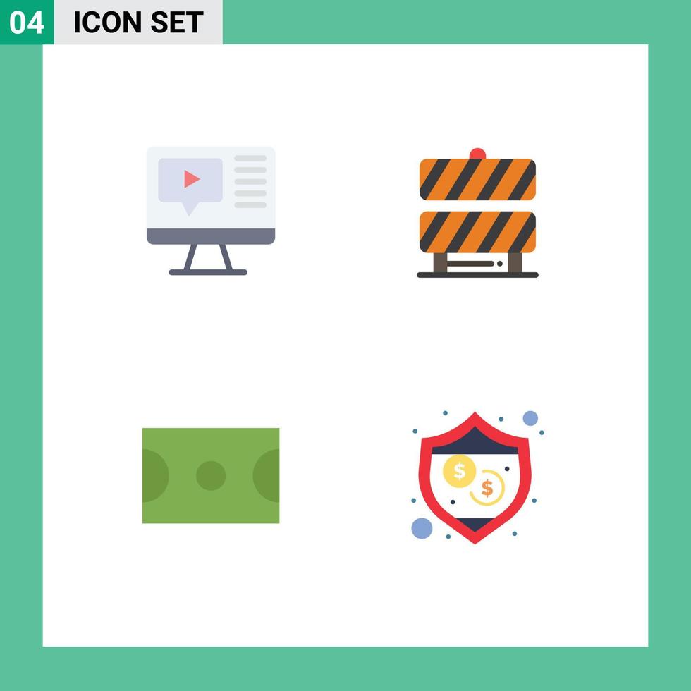 universeel icoon symbolen groep van 4 modern vlak pictogrammen van computer veld- onderwijs hek bescherming bewerkbare vector ontwerp elementen