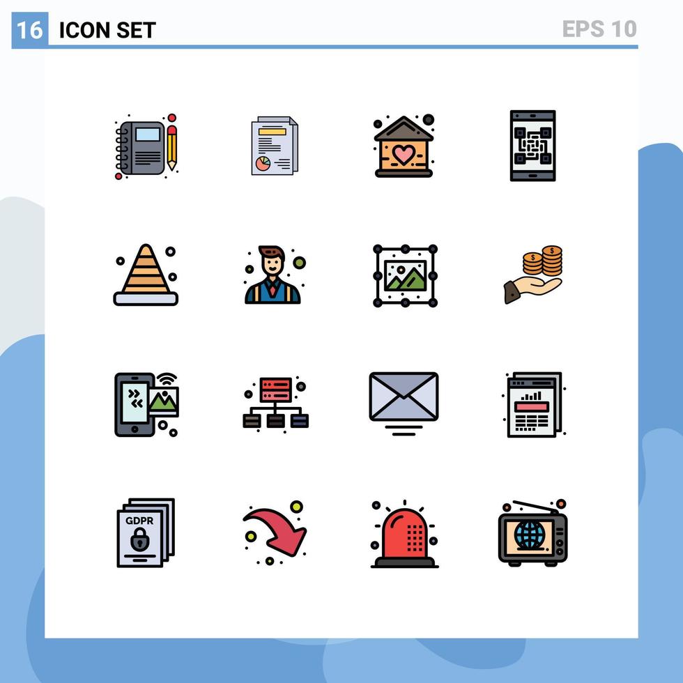 voorraad vector icoon pak van 16 lijn tekens en symbolen voor scannen betaling presentatie code huis bewerkbare creatief vector ontwerp elementen