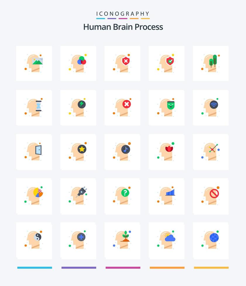creatief menselijk hersenen werkwijze 25 vlak icoon pak zo net zo logisch. hoofd. kleur. ecologie. beschermen vector