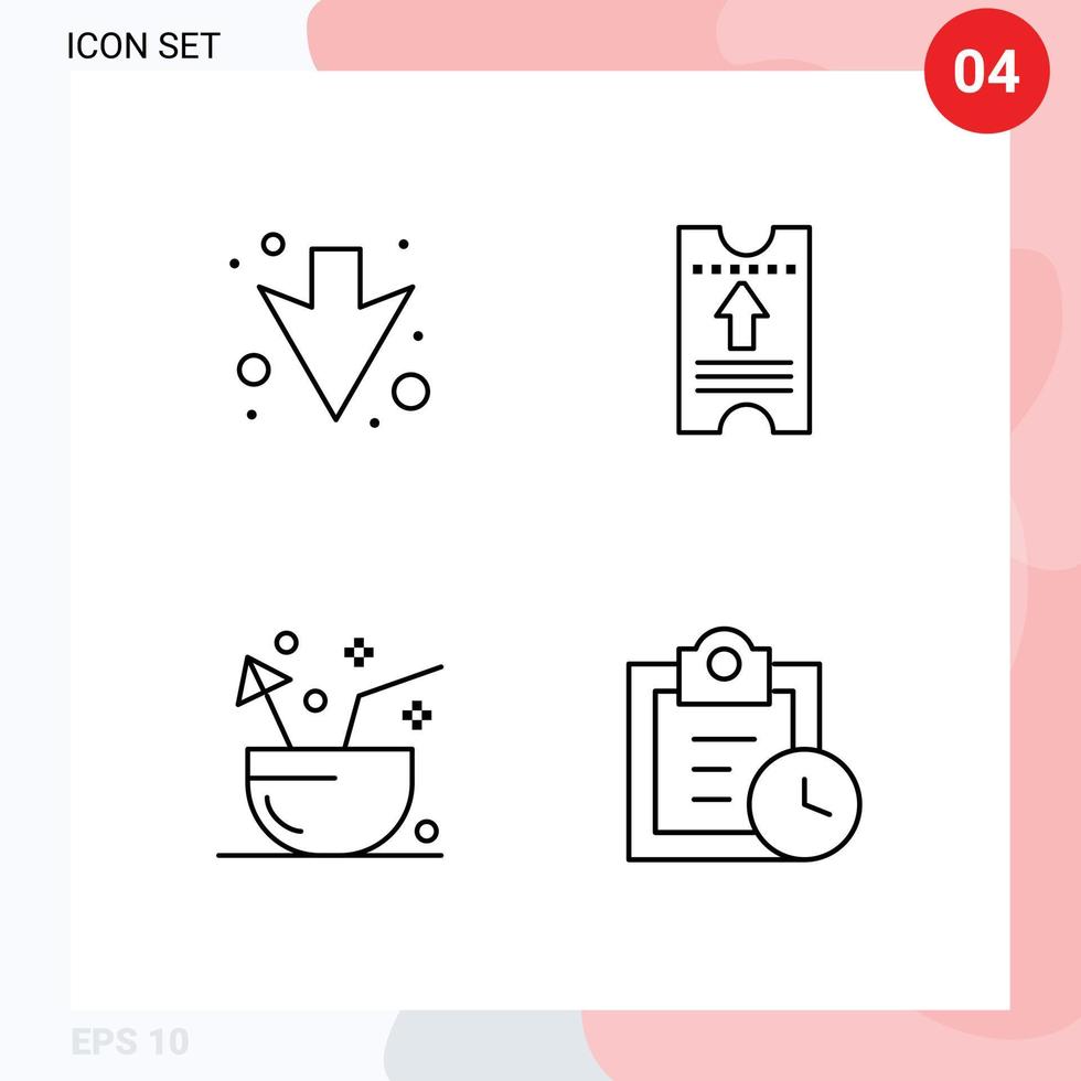voorraad vector icoon pak van 4 lijn tekens en symbolen voor pijl fruit ticket pijl tropisch bewerkbare vector ontwerp elementen