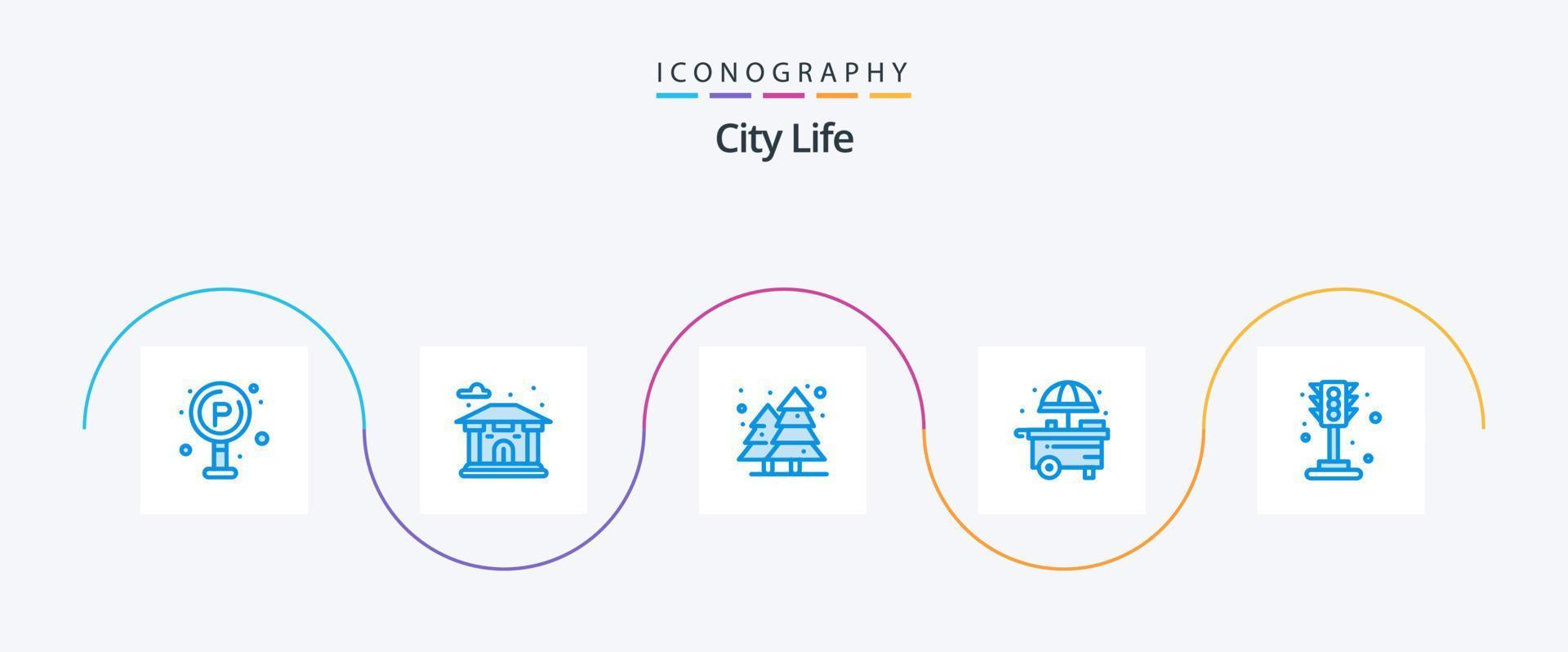 stad leven blauw 5 icoon pak inclusief licht. leven. stad. stad. leven vector