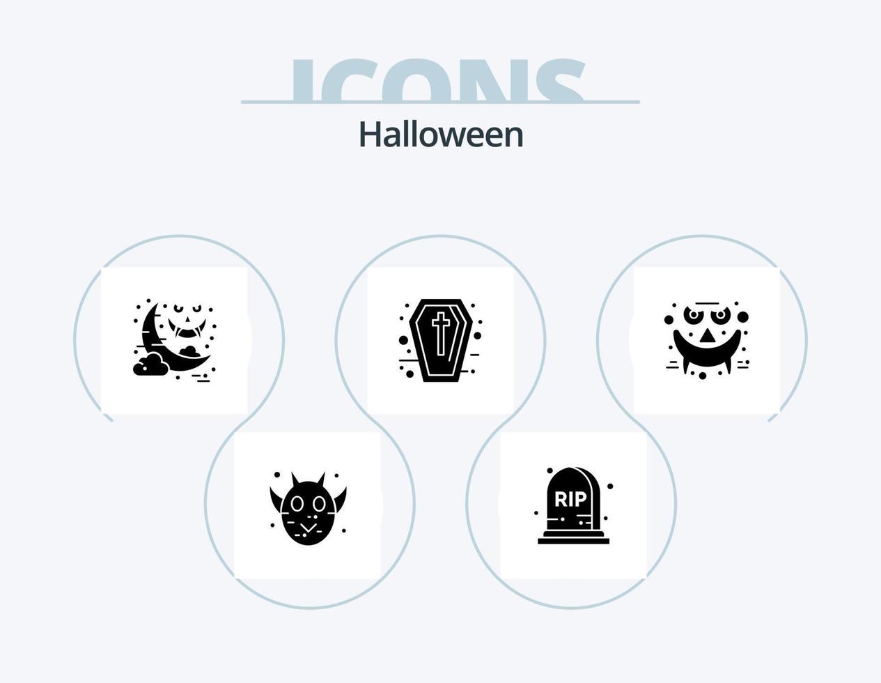 halloween glyph icoon pak 5 icoon ontwerp. halloween. emoticons. maan. vakantie. lijkkist vector