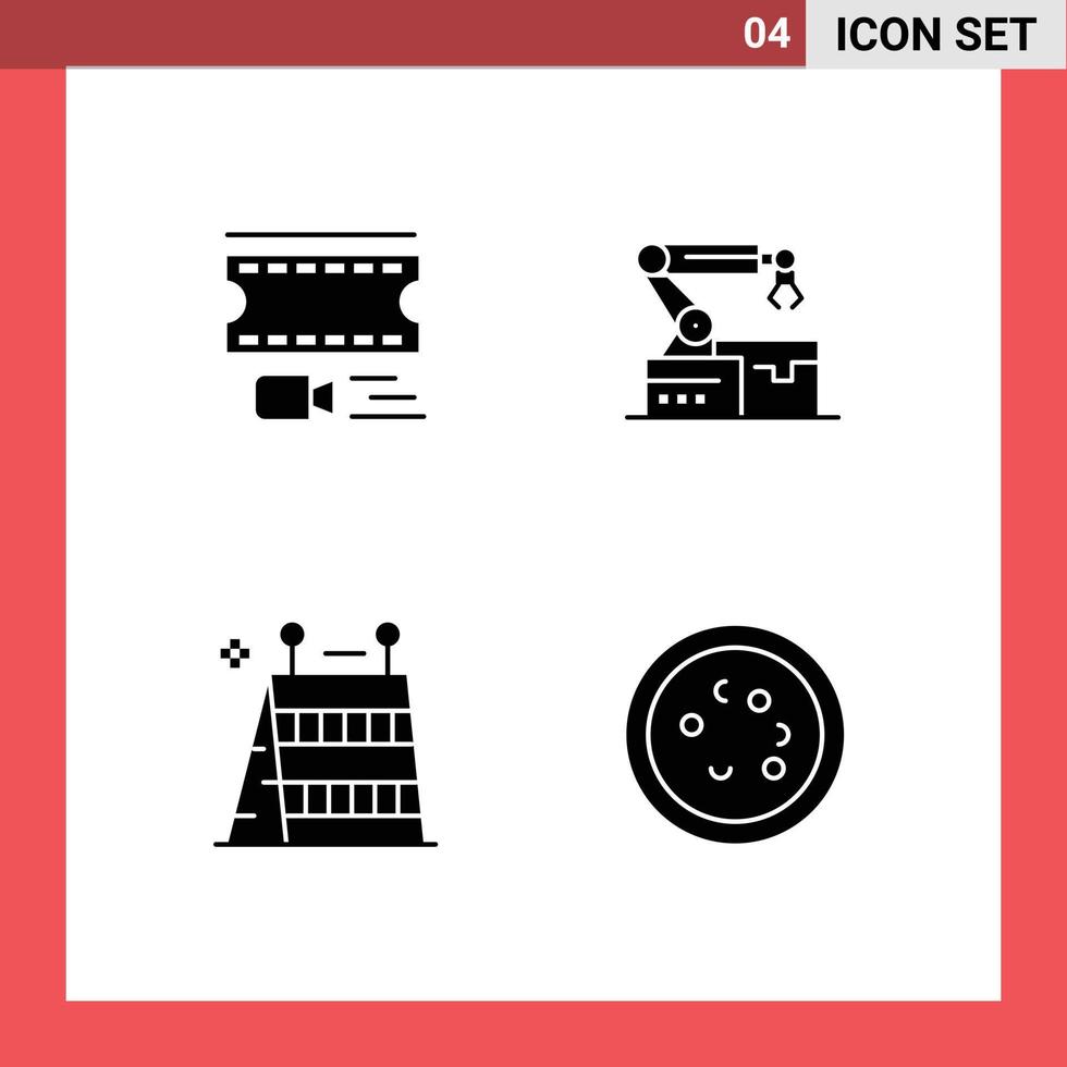 pictogram reeks van gemakkelijk solide glyphs van animatie bouw filmstrip arm gereedschap bewerkbare vector ontwerp elementen