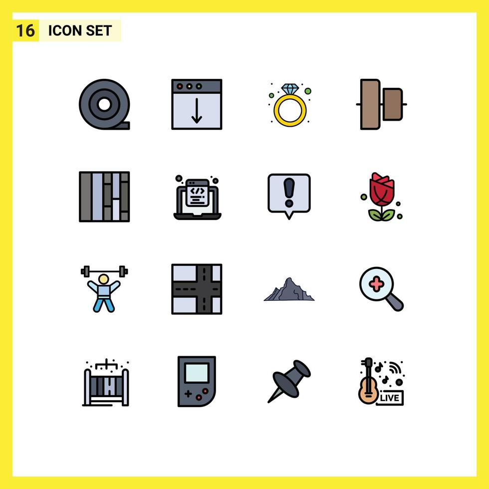 reeks van 16 modern ui pictogrammen symbolen tekens voor programmering html geschenk codering lay-out bewerkbare creatief vector ontwerp elementen