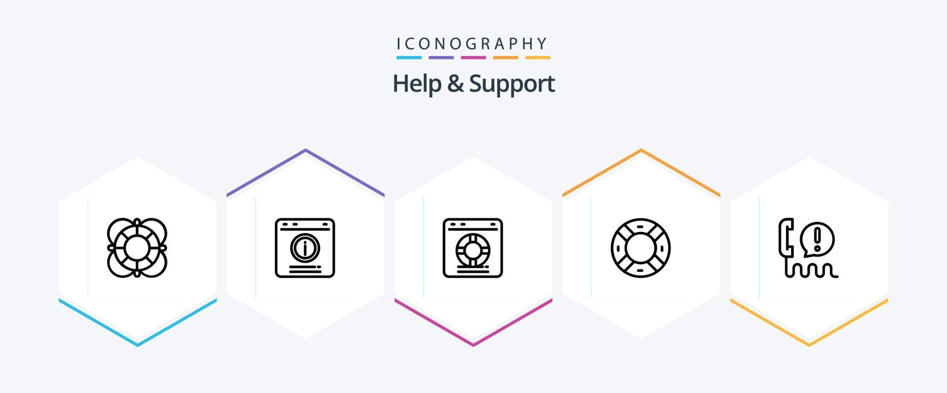 helpen en ondersteuning 25 lijn icoon pak inclusief steun. helpen. helpen. onderhoud. online vector