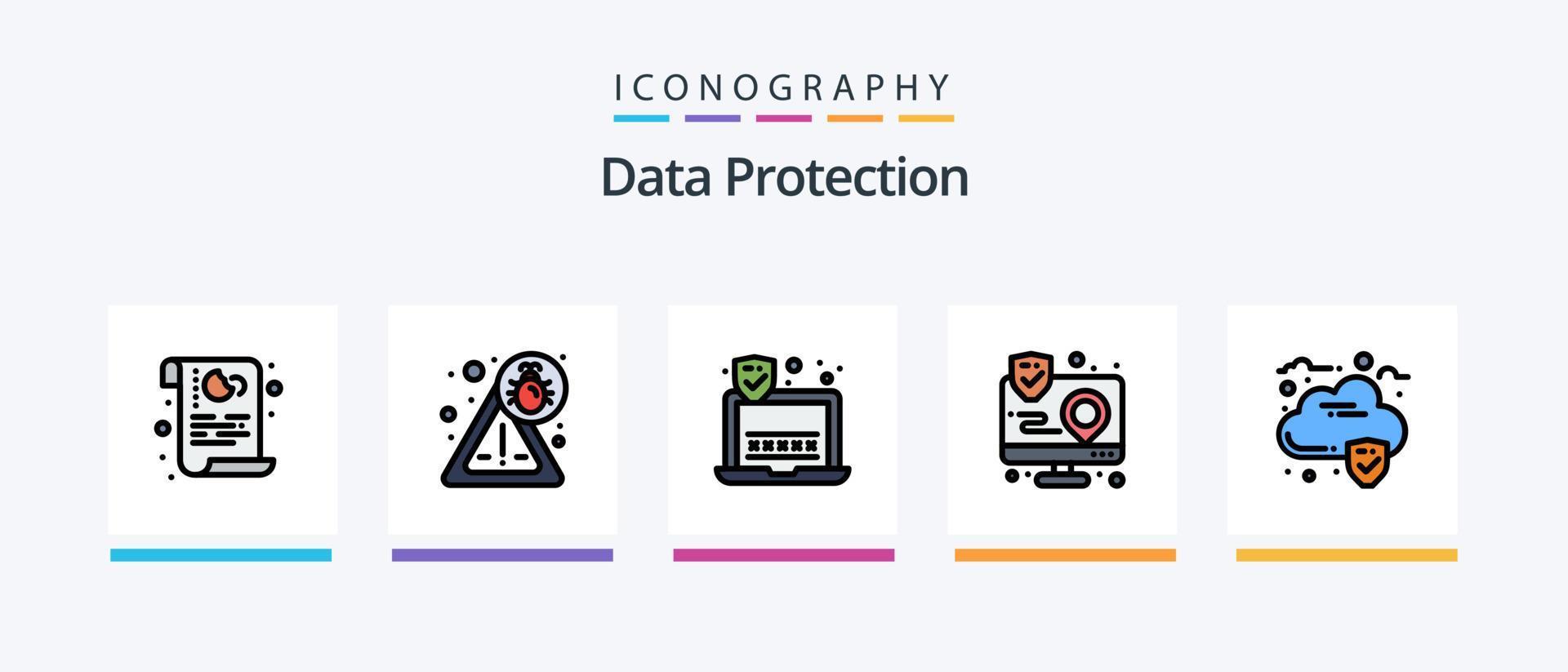 gegevens bescherming lijn gevulde 5 icoon pak inclusief . encryptie. geld. gegevens. veiligheid. creatief pictogrammen ontwerp vector