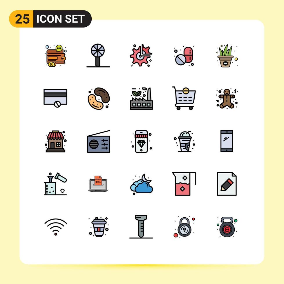 pak van 25 creatief gevulde lijn vlak kleuren van tablet medisch rammelaar configuratie wiel bewerkbare vector ontwerp elementen