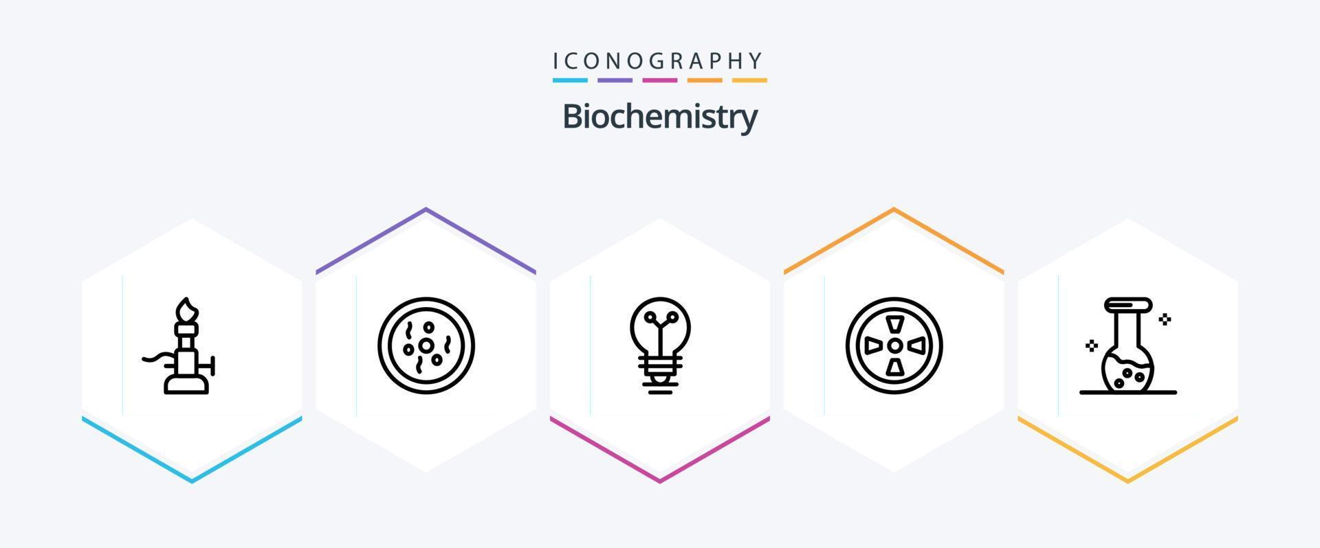 biochemie 25 lijn icoon pak inclusief biochemie. wind. wetenschap. turbine. biochemie vector
