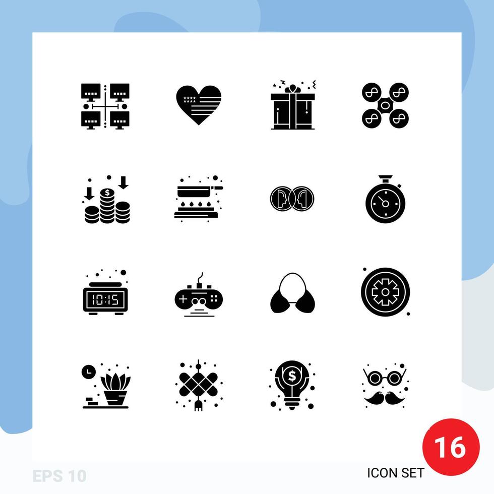 modern reeks van 16 solide glyphs pictogram van inkomen technologie Cadeau quad Copter dar bewerkbare vector ontwerp elementen