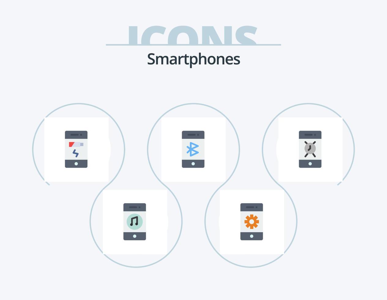 smartphones vlak icoon pak 5 icoon ontwerp. mobiel. communicatie. instellingen. Bluetooth. telefoon vector