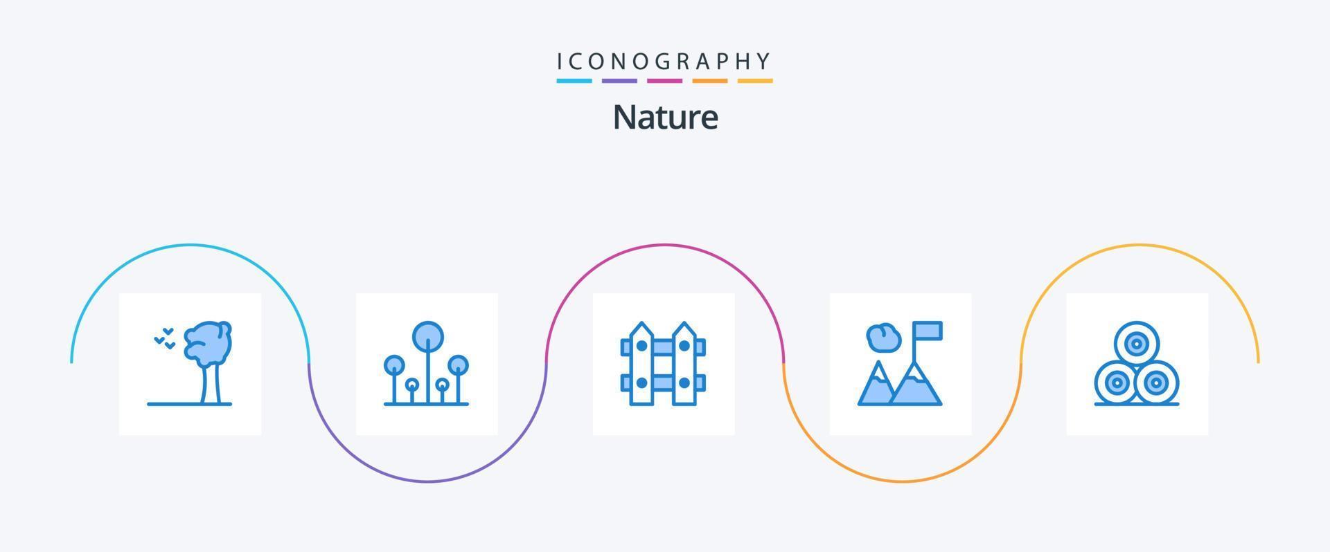 natuur blauw 5 icoon pak inclusief dorp. hooi. tuin. boerderij. vlag vector
