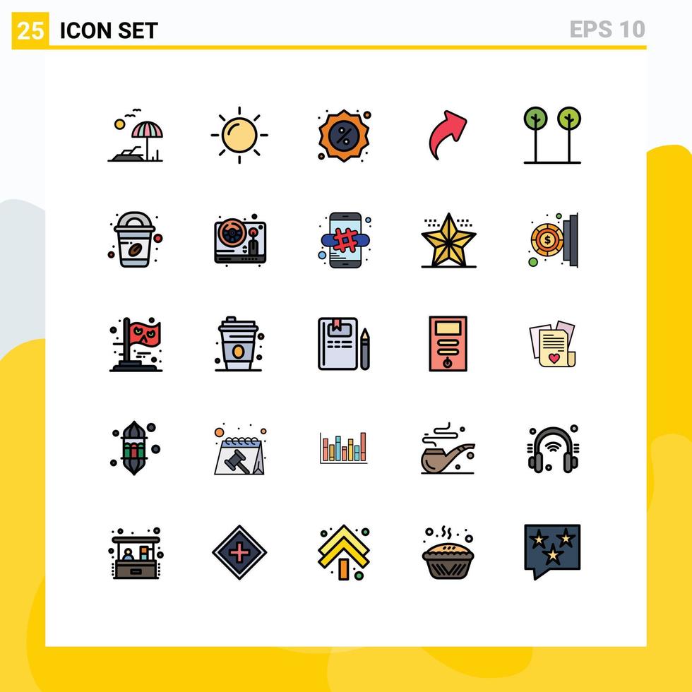 reeks van 25 modern ui pictogrammen symbolen tekens voor natuur eco handel Rechtsaf omhoog bewerkbare vector ontwerp elementen