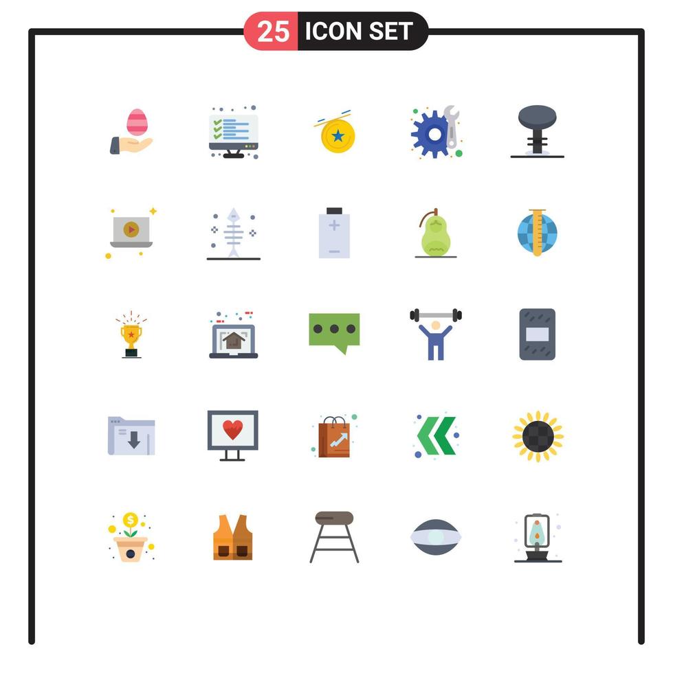 25 gebruiker koppel vlak kleur pak van modern tekens en symbolen van stoel meubilair resultaat bar onderhoud bewerkbare vector ontwerp elementen