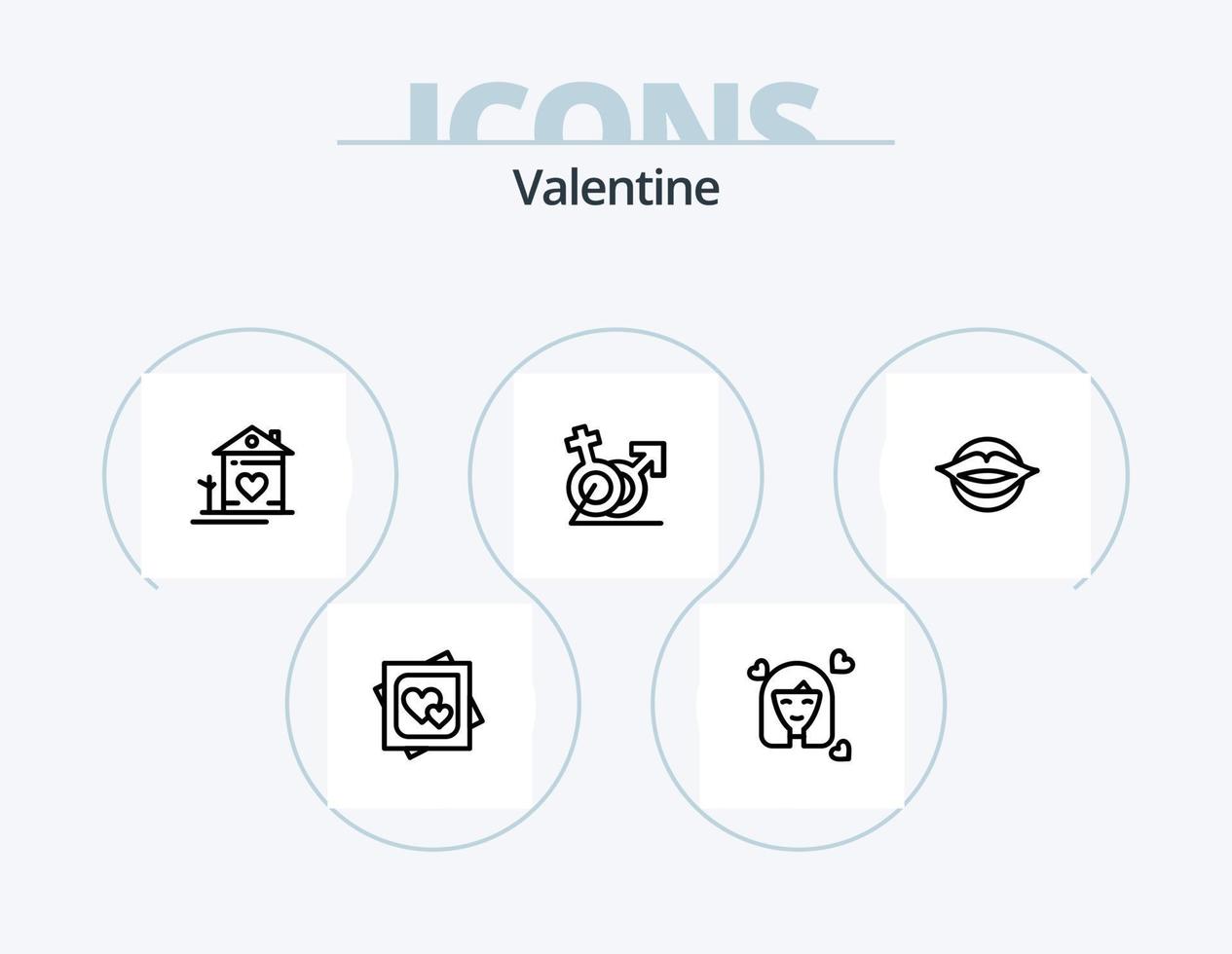 Valentijn lijn icoon pak 5 icoon ontwerp. liefde brief. mail. liefde brief. brief. pin vector