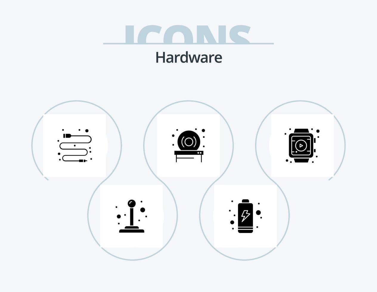 hardware glyph icoon pak 5 icoon ontwerp. . . USB. horloge. Speel vector