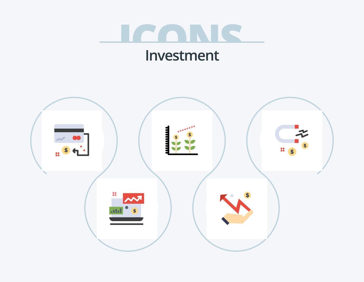 investering vlak icoon pak 5 icoon ontwerp. bedrijf. beginnen. bedrijf. investering. afzet vector