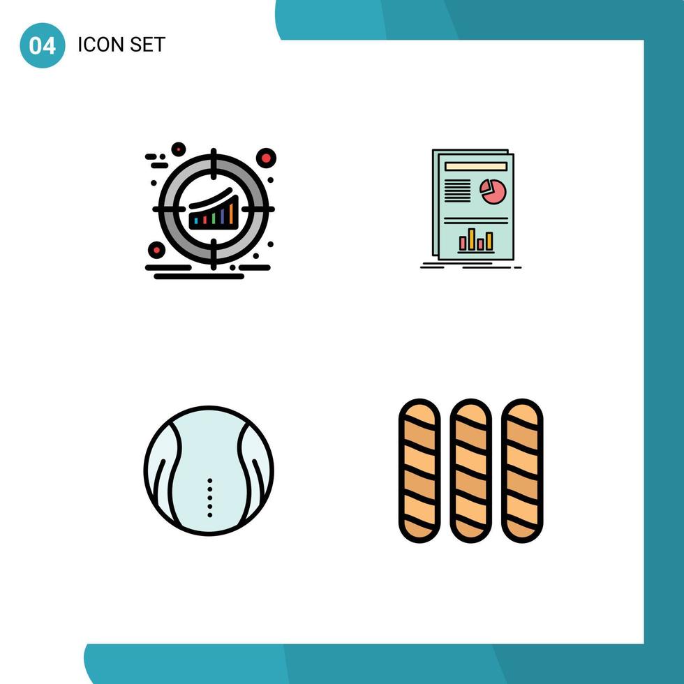 reeks van 4 modern ui pictogrammen symbolen tekens voor doelwit bal Product lay-out sport bewerkbare vector ontwerp elementen