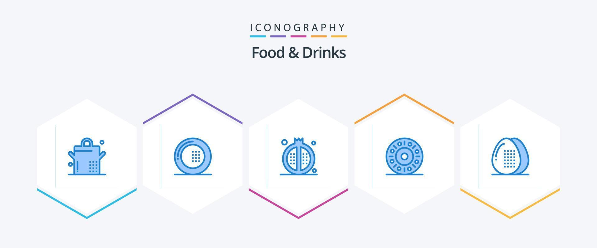 voedsel en drankjes 25 blauw icoon pak inclusief ei. Koken. drankjes. voedsel. donut vector