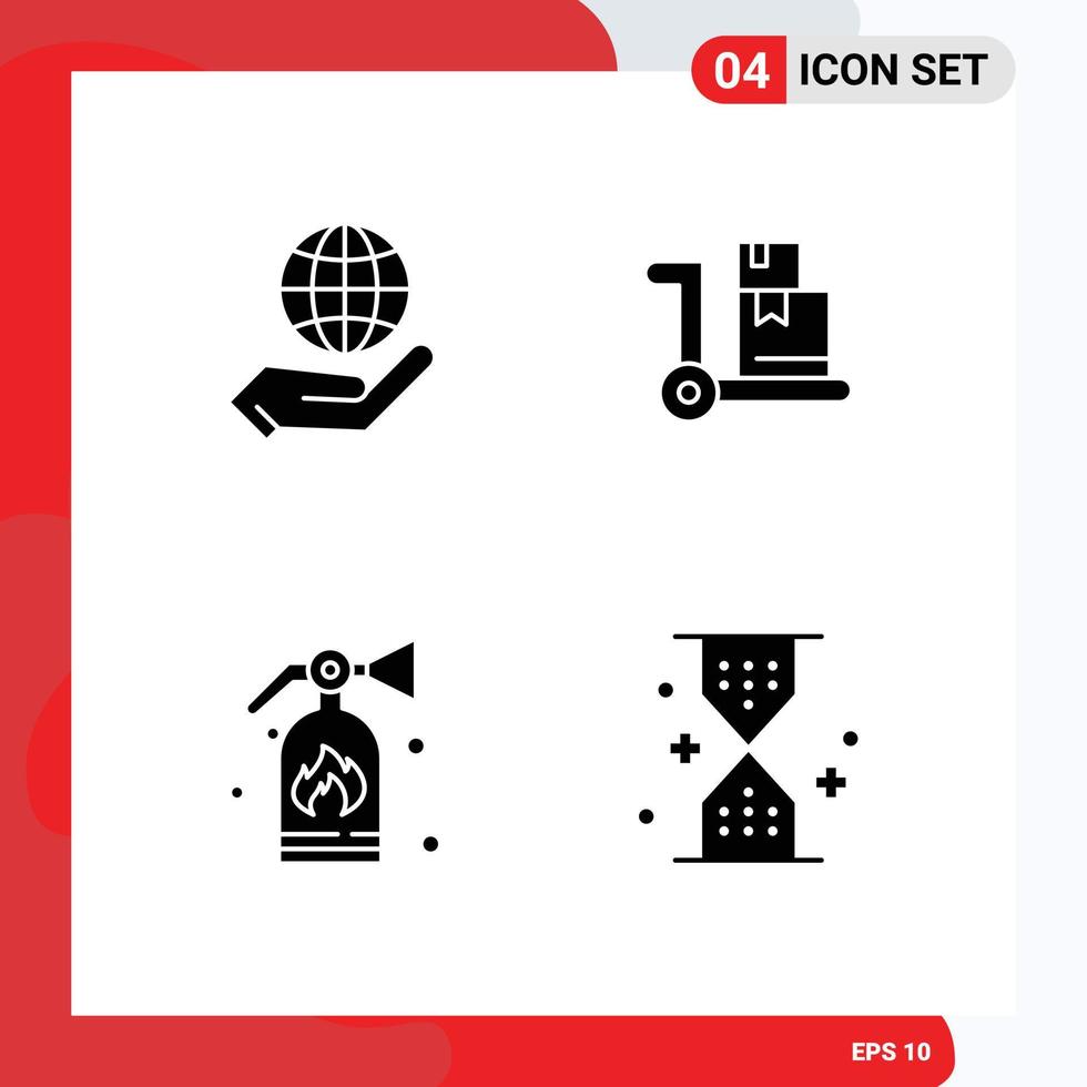 reeks van 4 modern ui pictogrammen symbolen tekens voor globaal veiligheid hand- boodschappen doen zand bewerkbare vector ontwerp elementen