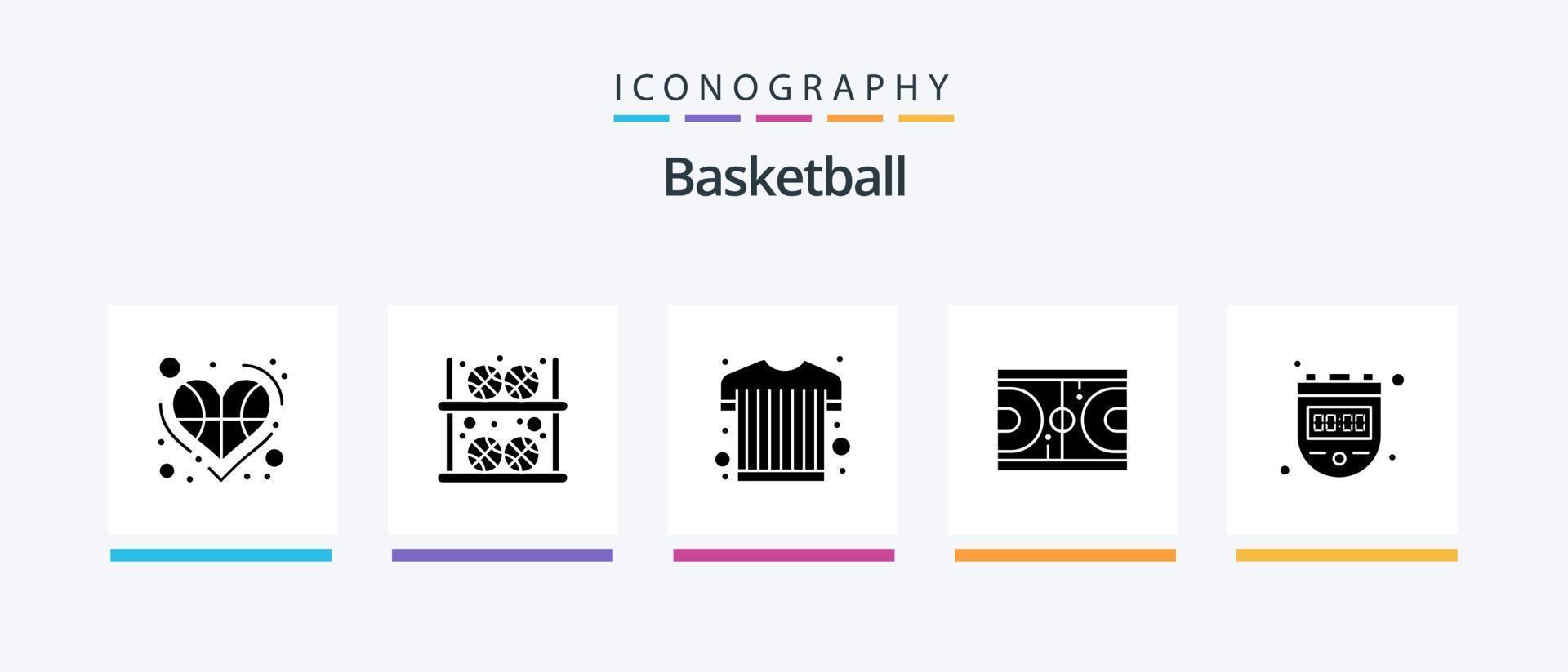 basketbal glyph 5 icoon pak inclusief Olympisch. grond. speler. spel. sport- dragen. creatief pictogrammen ontwerp vector