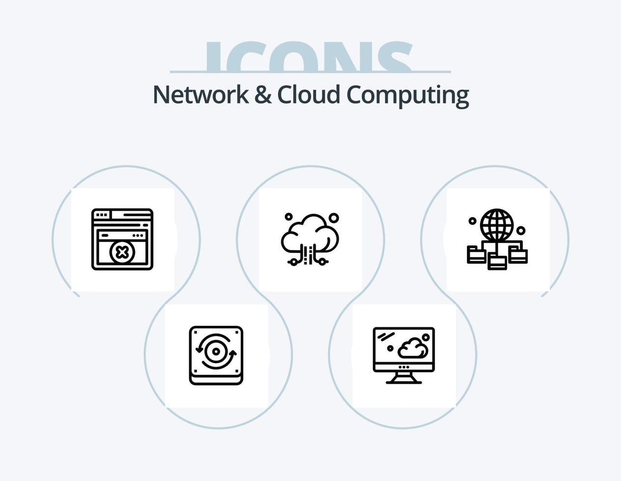 netwerk en wolk berekenen lijn icoon pak 5 icoon ontwerp. databank. wolk. stroom. groot. netwerken vector