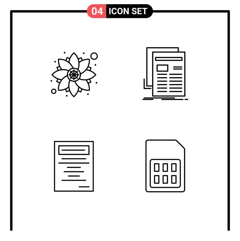 pictogram reeks van 4 gemakkelijk gevulde lijn vlak kleuren van decoratie boek partij nieuws studie bewerkbare vector ontwerp elementen