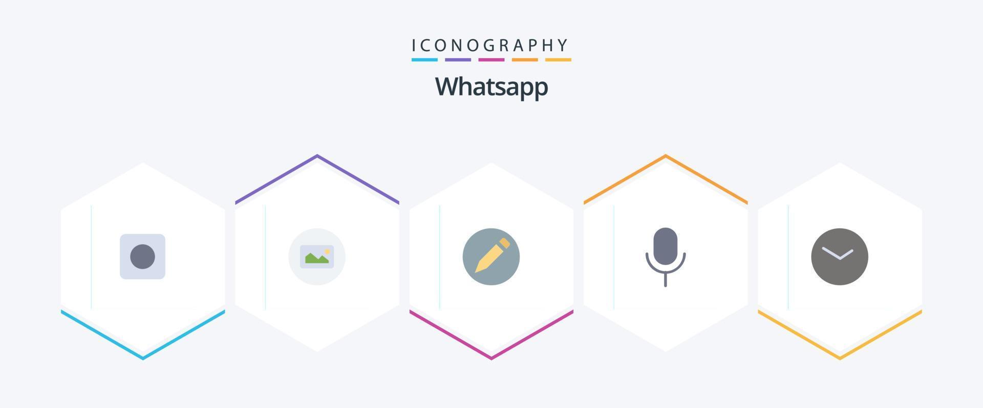 WhatsApp 25 vlak icoon pak inclusief klok. horloge. potlood. eenvoudig. eenvoudig vector