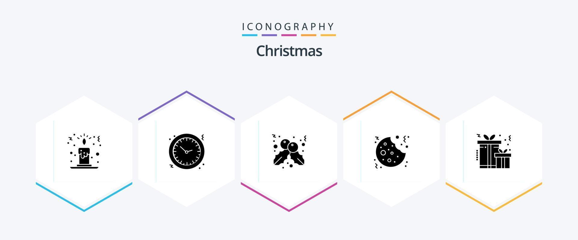 Kerstmis 25 glyph icoon pak inclusief Kerstmis. kerstmis. BES. zoet. koekje vector