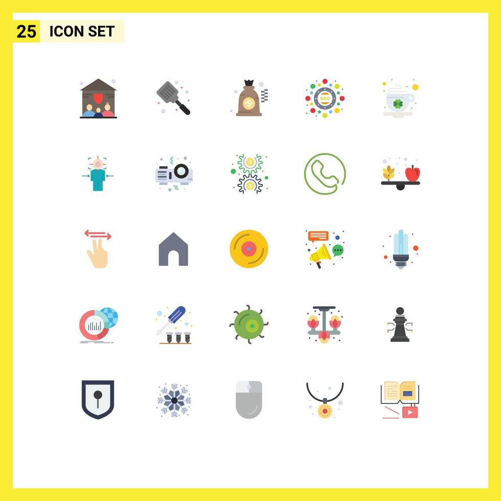 universeel icoon symbolen groep van 25 modern vlak kleuren van heilige koffie zak seo pakket optimalisatie bewerkbare vector ontwerp elementen