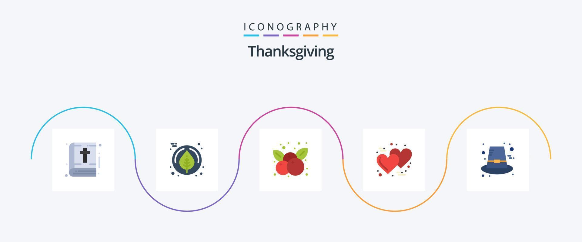 dankzegging vlak 5 icoon pak inclusief vakantie. herfst. fruit. bedankt dag. liefde vector