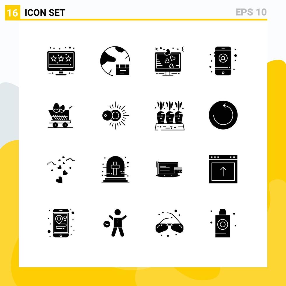 voorraad vector icoon pak van 16 lijn tekens en symbolen voor trolley instellingen Scherm mobiel liefde teken bewerkbare vector ontwerp elementen