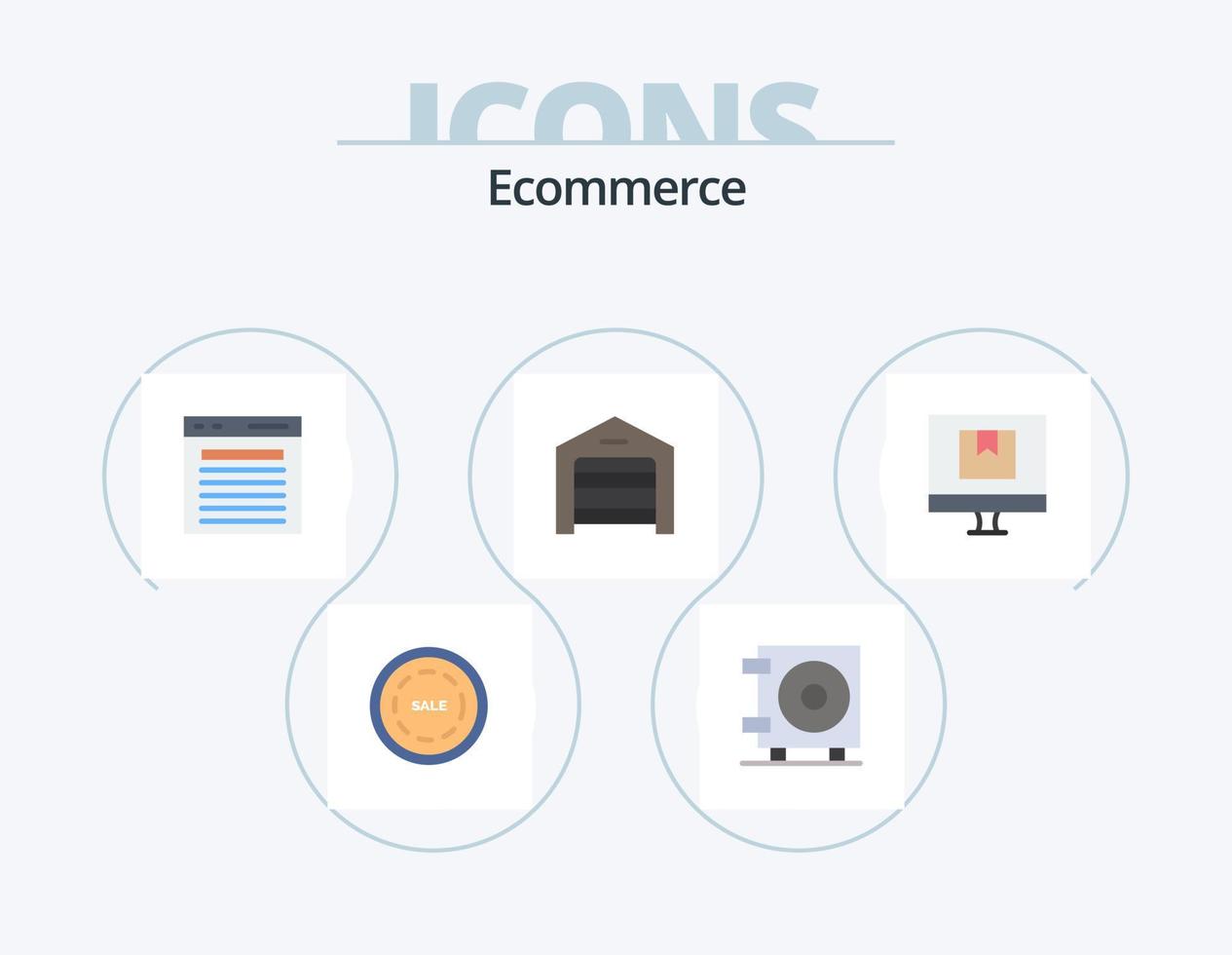 ecommerce vlak icoon pak 5 icoon ontwerp. handel. magazijn. vind. structuur. ecommerce vector