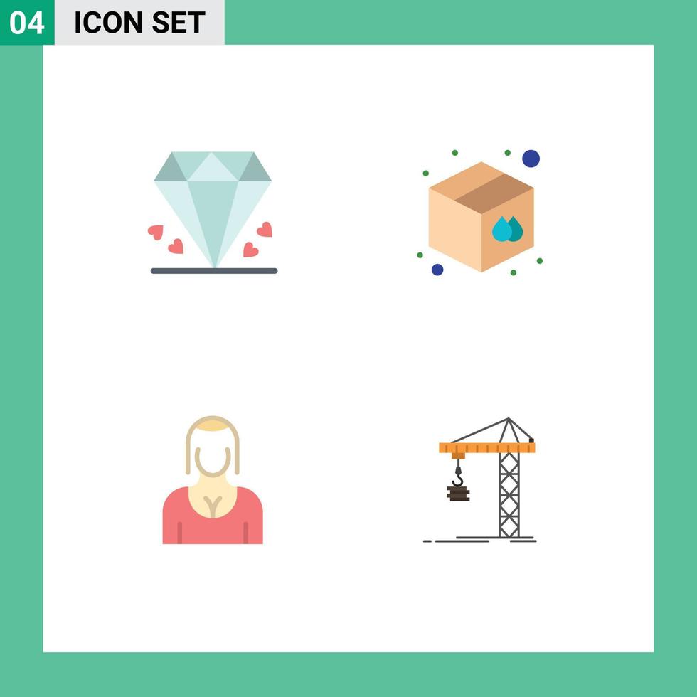 vlak icoon pak van 4 universeel symbolen van diamant avatar moeder magazijn meisje bewerkbare vector ontwerp elementen
