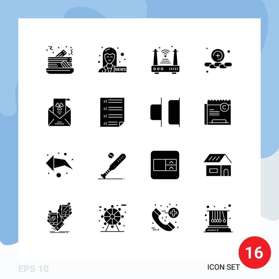 voorraad vector icoon pak van 16 lijn tekens en symbolen voor groet mail router e plus bewerkbare vector ontwerp elementen