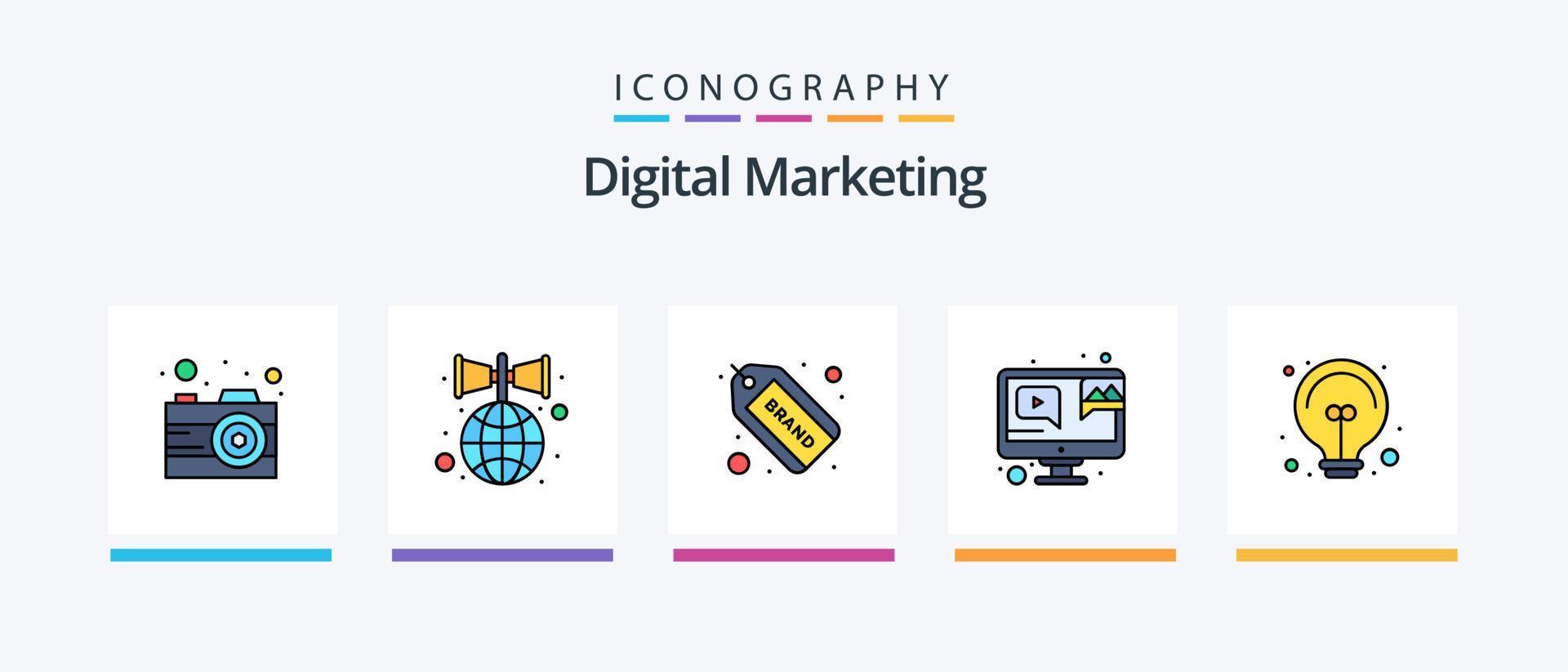 digitaal afzet lijn gevulde 5 icoon pak inclusief attractie. wereldwijd. chatten. web. wereldbol. creatief pictogrammen ontwerp vector