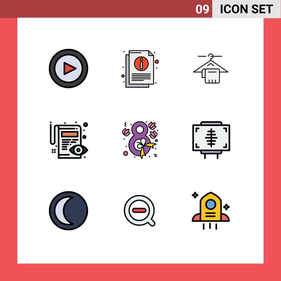 reeks van 9 modern ui pictogrammen symbolen tekens voor tulp acht handdoek visie Bewerk bewerkbare vector ontwerp elementen
