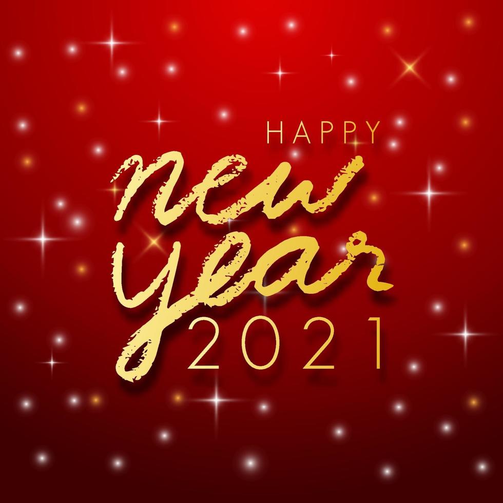 gelukkig nieuwjaar 2021 gouden kleur op een rode achtergrond. vector