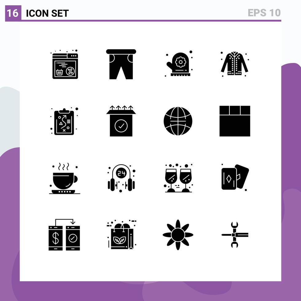 voorraad vector icoon pak van 16 lijn tekens en symbolen voor klembord boodschappen doen op reis mode jasje bewerkbare vector ontwerp elementen